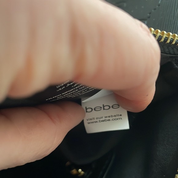 Bebe Black Bag -zip top closure gold hardware removable shoulder strap- - Picture 14 of 15